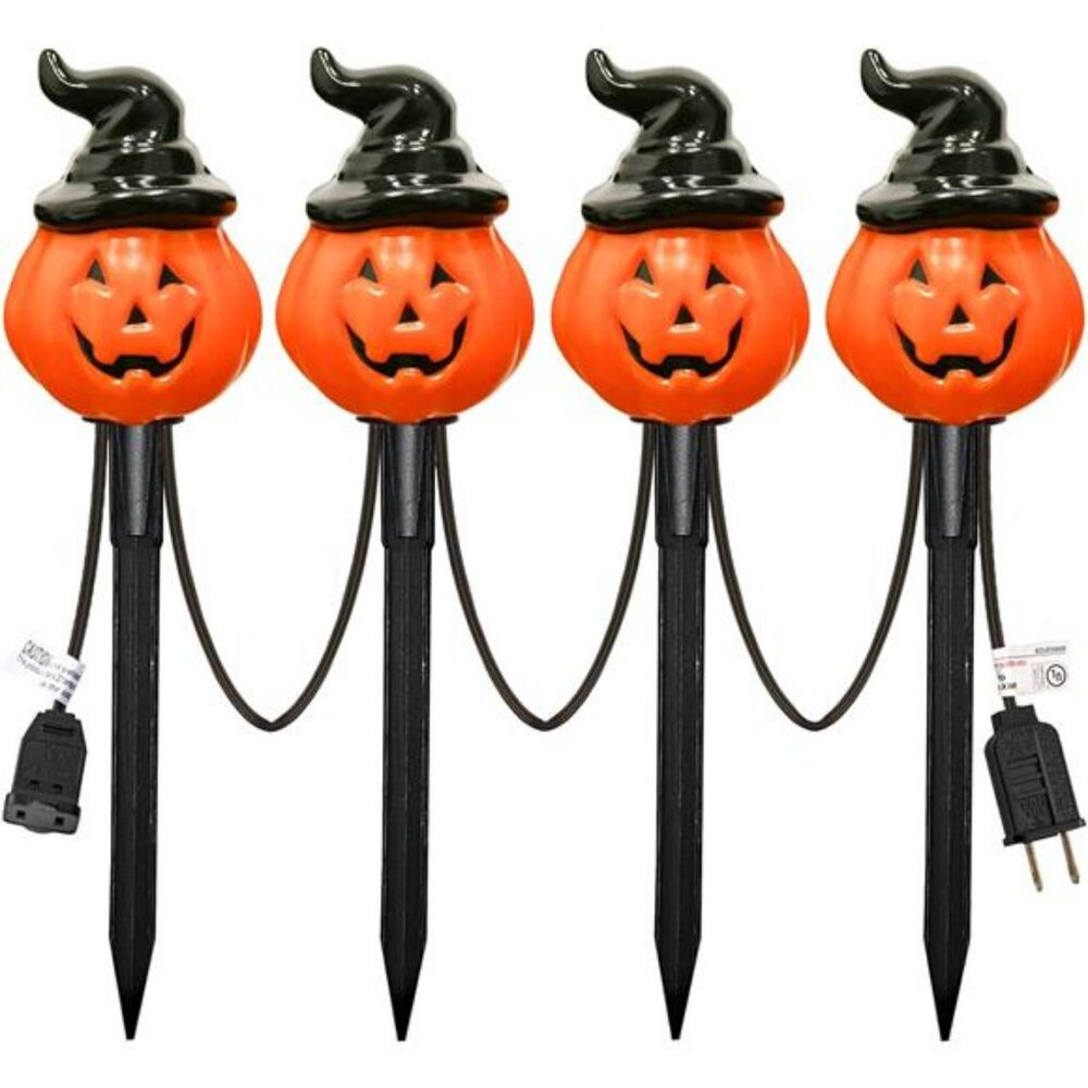 Halloween Decorations C7 Pumpkin Pathway Stake Lights, 7Ft Jack-o-Lantern